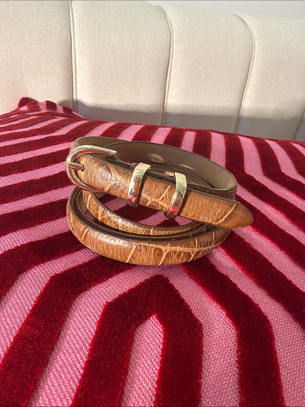 Brooks Brothers Genuine Leather Women’s Belt in Tan with Gold Buckle